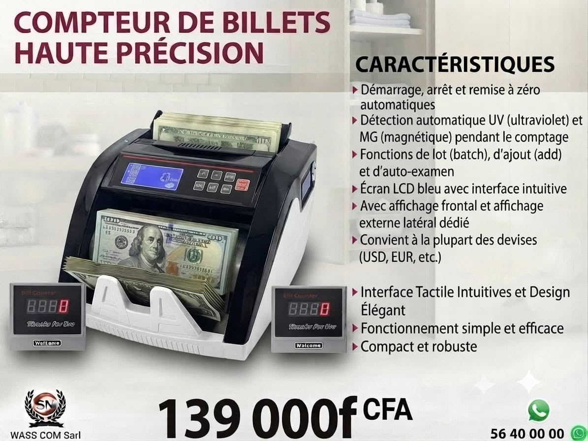 Compteur de billets de précision – visuel promo WassCom