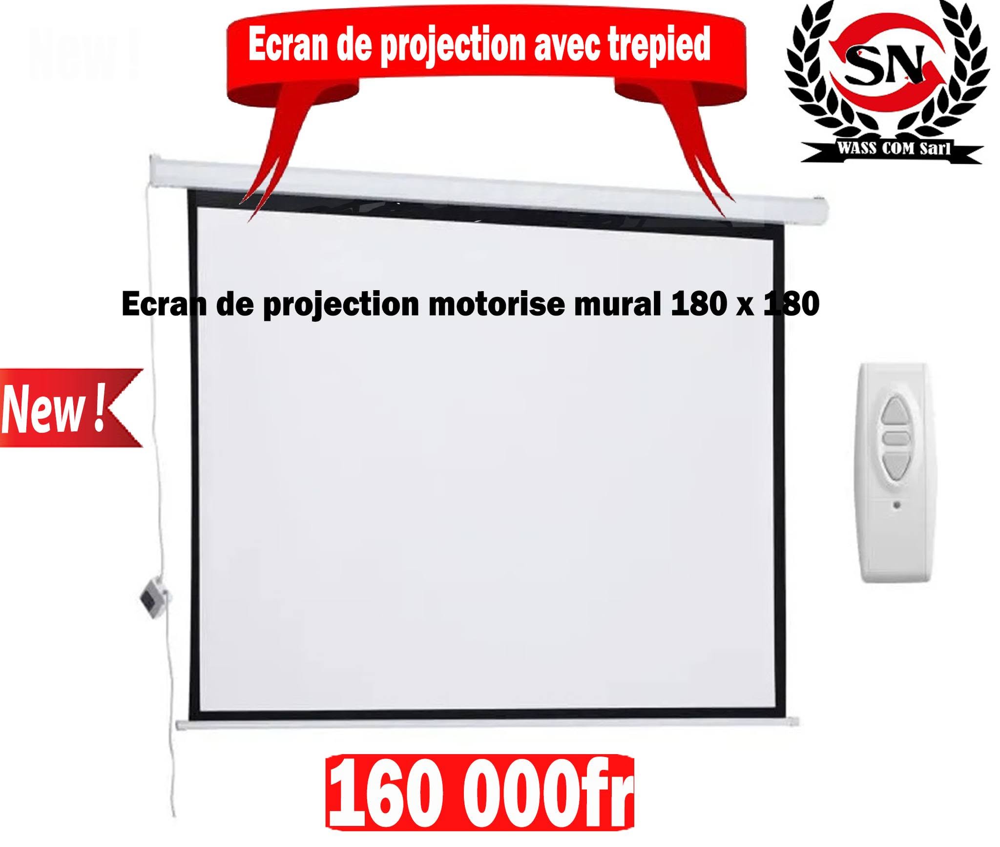Écran de projection motorisé mural – 180 x 180