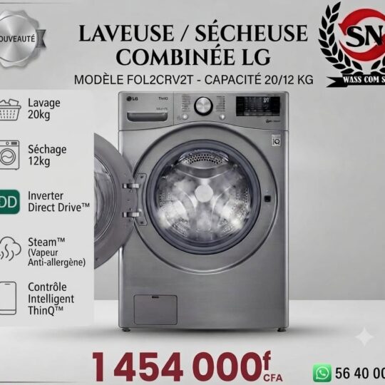 Lave-linge séchant LG FOL2CRV2T – 20 kg / 12 kg