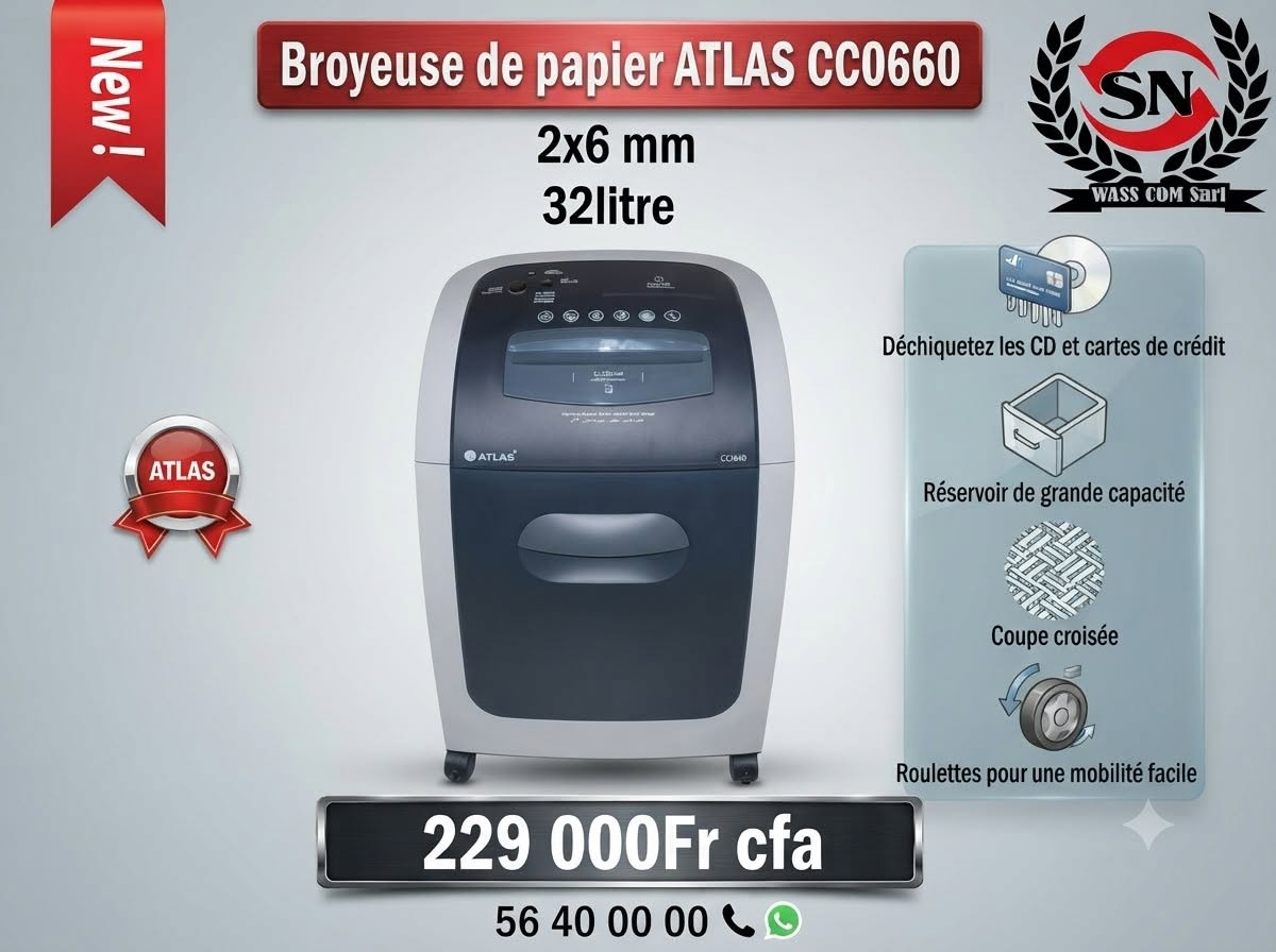 Broyeuse de papier Atlas CC0660 – 32 L – visuel promo WassCom