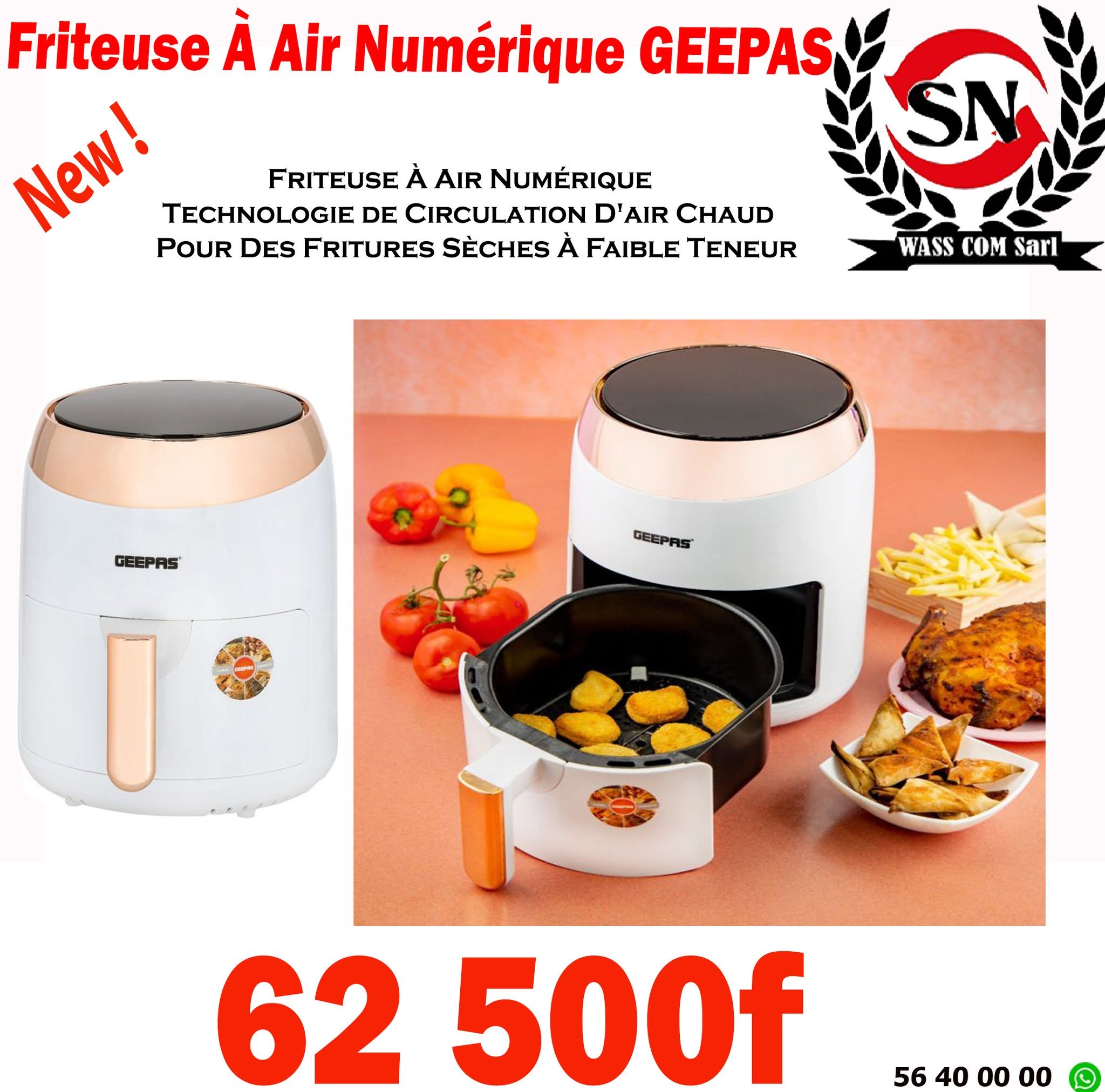 Friteuse à air numérique Geepas – visuel promo WassCom