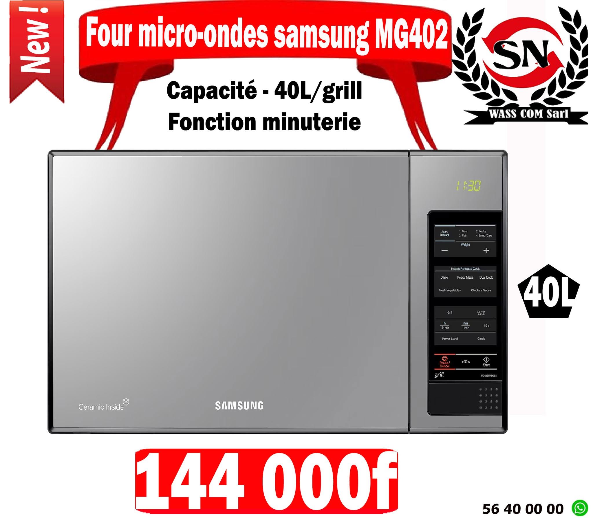 Four micro-ondes Samsung MG402 – 40 L avec grill – visuel promo WassCom