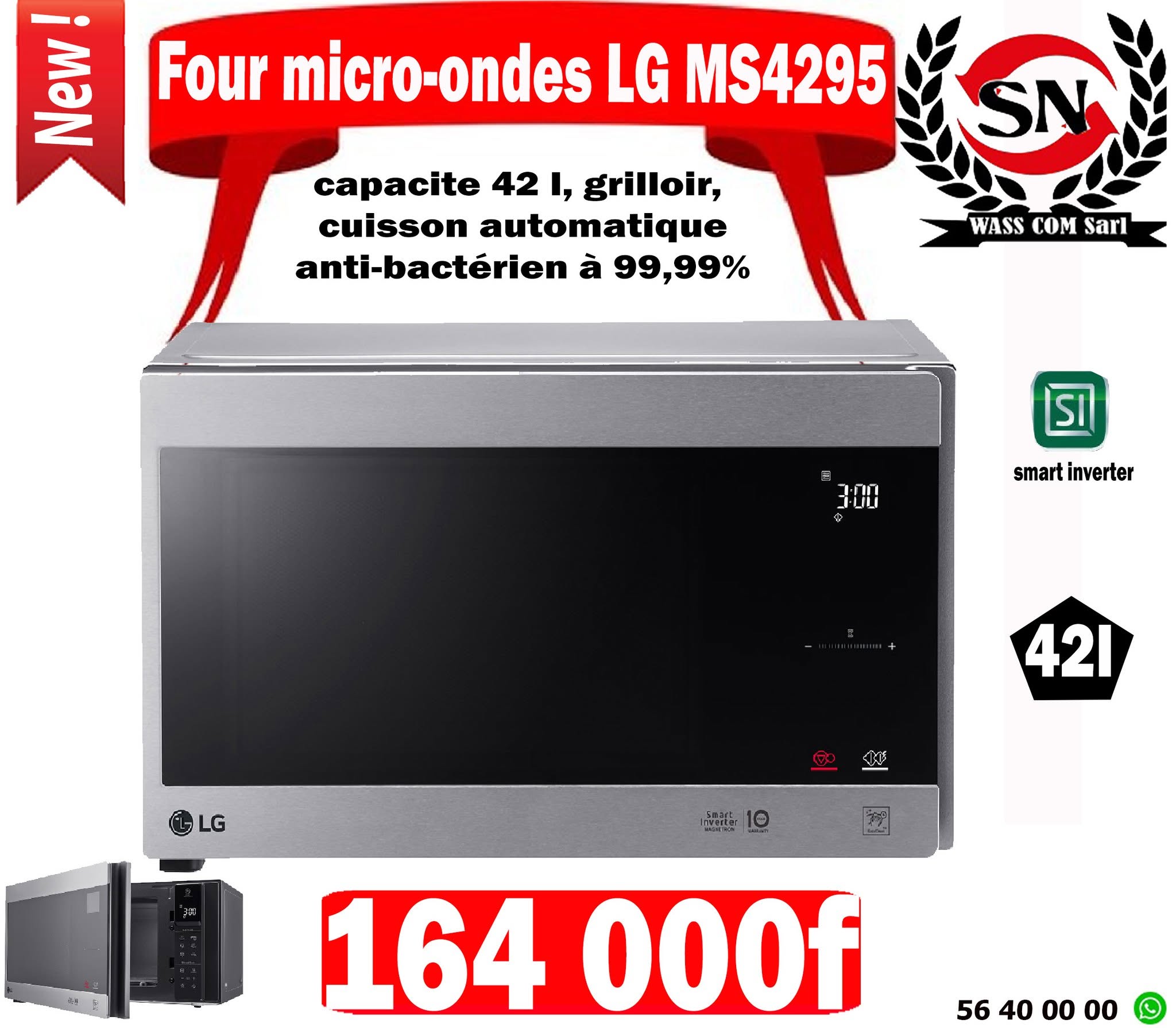 Four micro-ondes LG MS4295 – 42 L avec grill – visuel promo WassCom