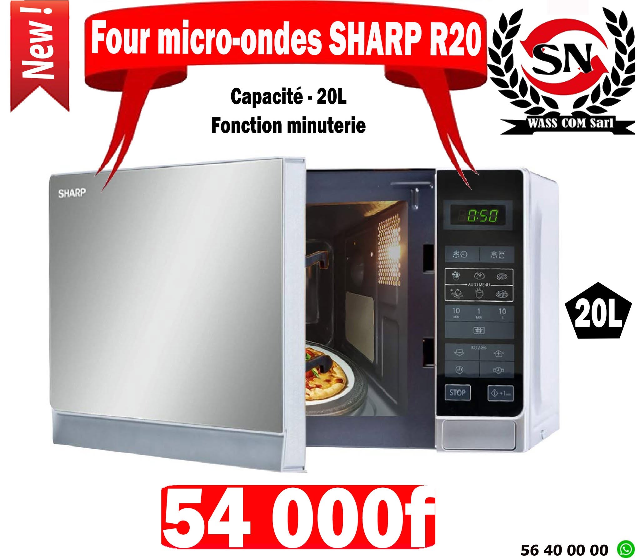 Four micro-ondes Sharp R20 – 20 L – visuel promo WassCom